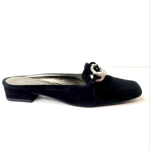 A. Marinelli Mules. Black Suede With Silver Accents. Size 7.5 - Picture 9 of 13
